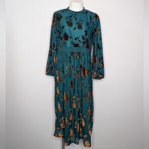 NWT Baltic Born Jade Bronze Christine Velvet Embossed Midi Dress 1XL